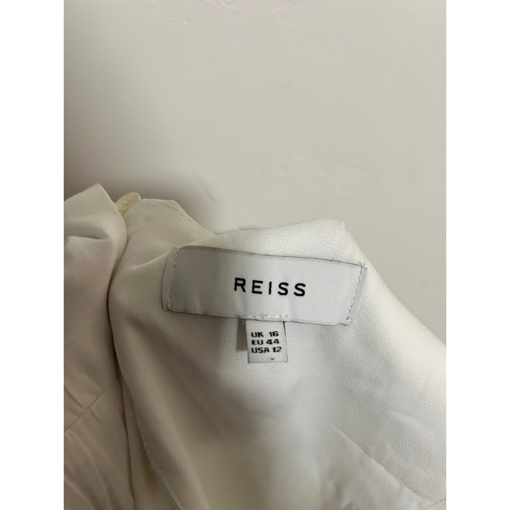 Reiss Gwen White Pleated V-Neck Sleeveless Mini Dress Size 12 Womens RN114836 - Picture 3 of 11